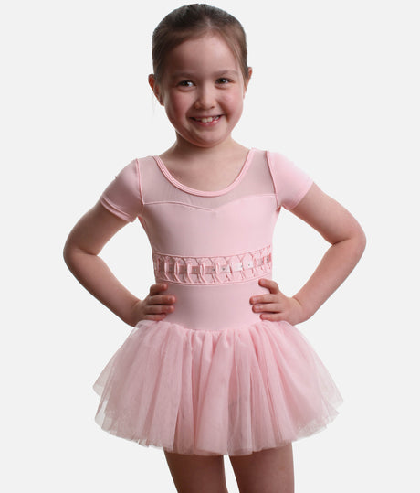 Girls Cap Sleeve Tutu Dress, Twist Detail - CL9262