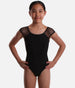 Girls Mesh Back Leotard, Twist Detail & Cap Sleeves - CL928