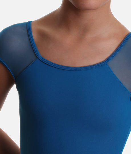 Girls Mesh Back Leotard, Twist Detail & Cap Sleeves - CL928