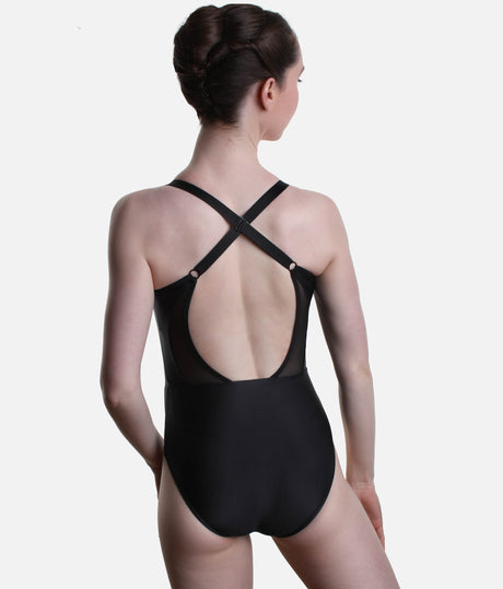 Sculpting Cross-Back Mesh Leotard with Adjustabe Straps - CM60