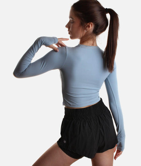 Vintage Vibes, Modern Moves: Call Me Baby Long Sleeve Top in Stormy Blue