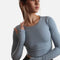 Vintage Vibes, Modern Moves: Call Me Baby Long Sleeve Top in Stormy Blue