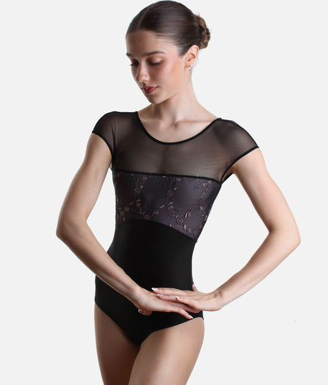 CONCORDIA CL Nero - Elegant Cup Sleeves Ballet Leotard with Twist Back Design