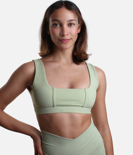 Pastel Pistachio Corset Bra – Flattering Fit for Pilates & Beyond