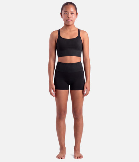Girls Layla Rib High Waist Dance Shorts • Black - CR90015
