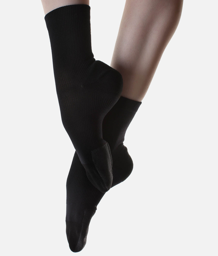 PERFORMANCE SHOCK with Traction, Crew Compression Dance Socks - All-in-One Support for Dancers' Feet