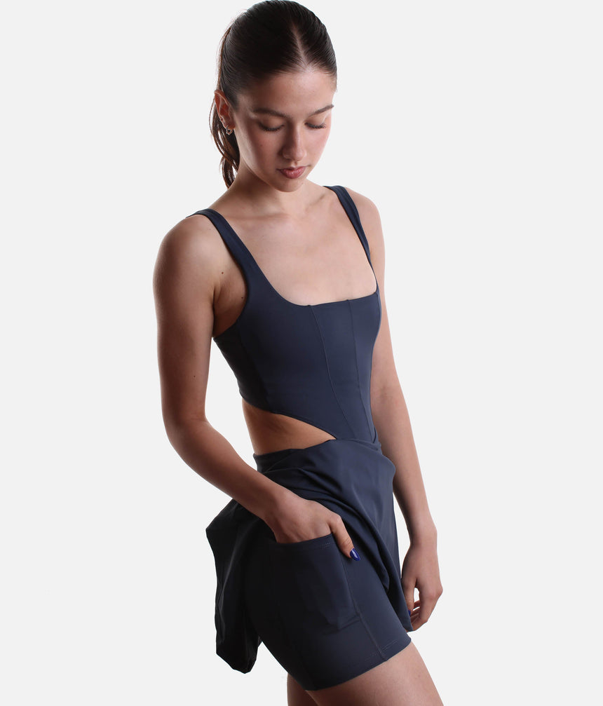 CUT IT OUT DRESS – Active Skater Dress with Pockets & Built-in Shorts