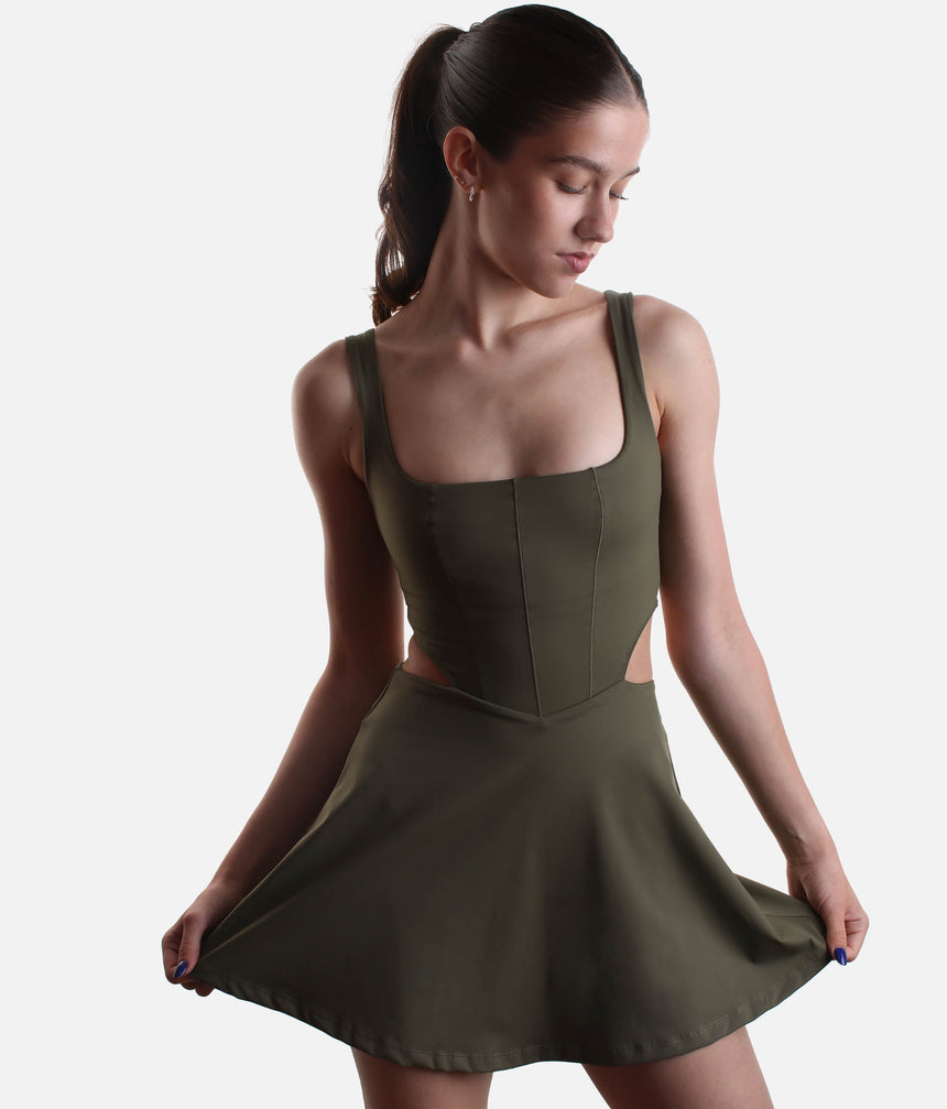 CUT IT OUT DRESS – Active Skater Dress with Pockets & Built-in Shorts