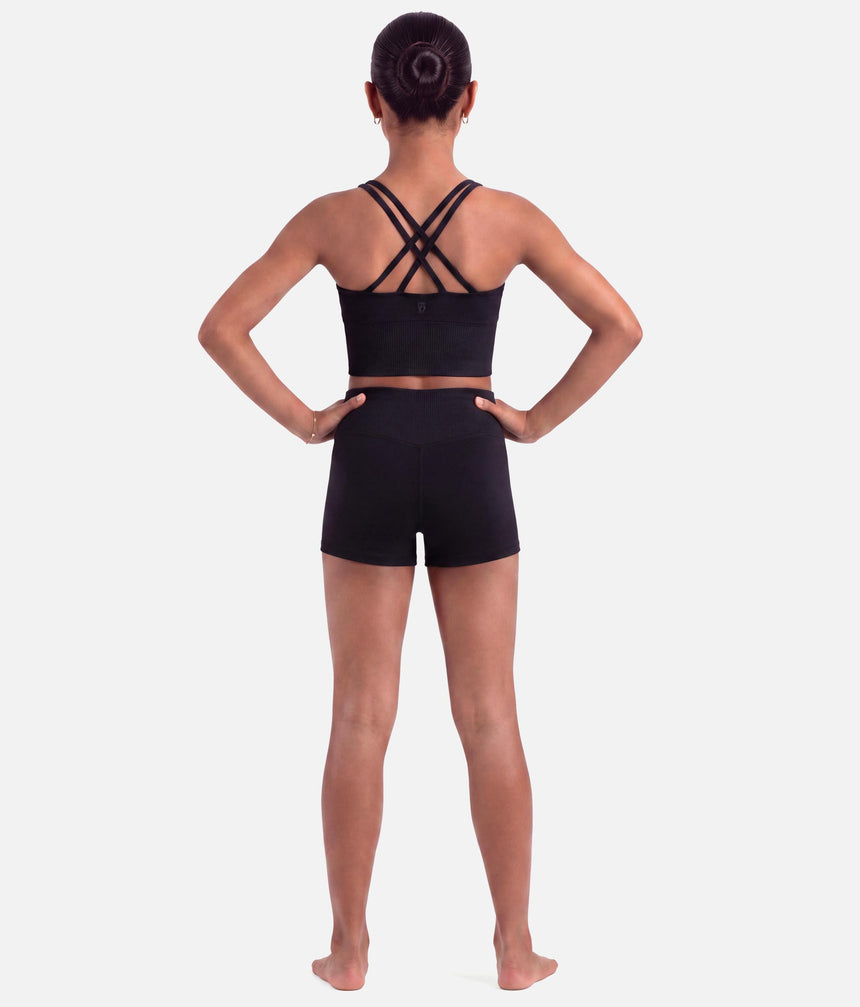 Girls Layla Rib High Waist Dance Shorts • Black - CR90015