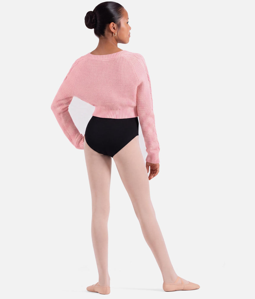 Girls Zoey Cotton Cable Knit Dance Sweater • Candy Pink - CZ30045