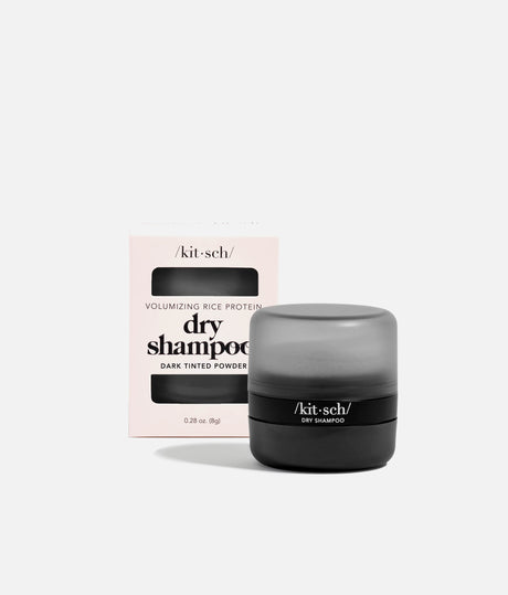Volumizing Rice Protein Dry Shampoo, Dark Tinted with Puff Applicator
