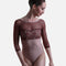 Low Back Leotard, Elegant Neckline & Floral Tulle - DIANA CL