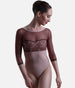 Low Back Leotard, Elegant Neckline & Floral Tulle - DIANA CL