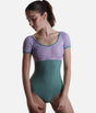 Short Sleeve Leotard, Elegant Embroidered Tulle Dancewear - ISIDE DI