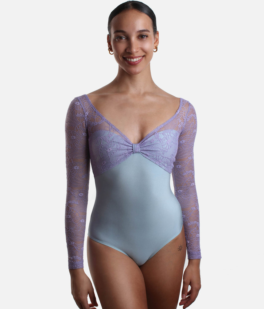 Ballet Leotard with Long Lace Sleeves, Icons Collection - VENERE DI ACQUA