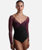 Professional Ballet Leotard with Long Lace Sleeves, Low Back - VENERE DI NERO