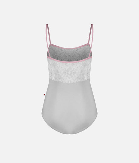 Denise Ballet Leotard • Silver Nylon with Crushed Velvet Bodice