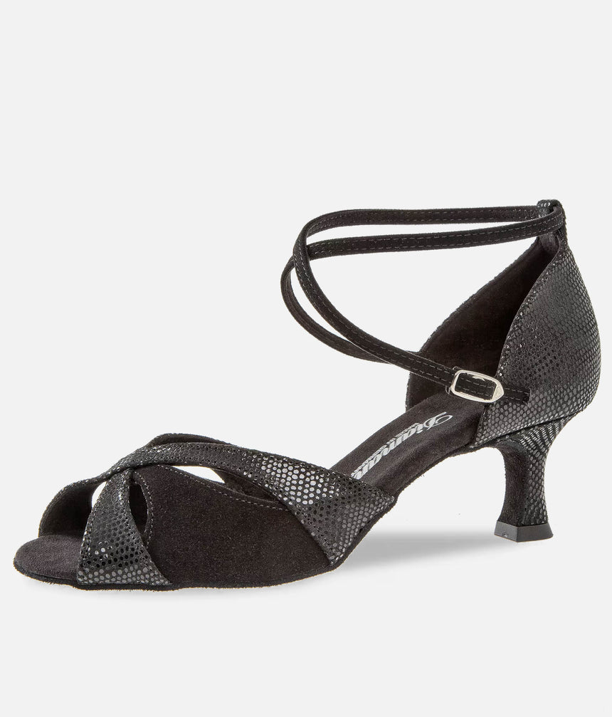 Flared Heel Dance Sandal, Adjustable Strap & Suede Sole - 084X