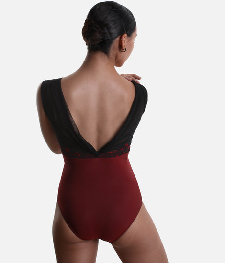 Sophisticated Ballet Leotard with Bateau Neckline - DIANA CL Bordeaux