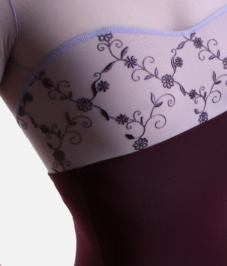Low Back Embroidered Dance Leotard, Classy Collection - DIANA CL