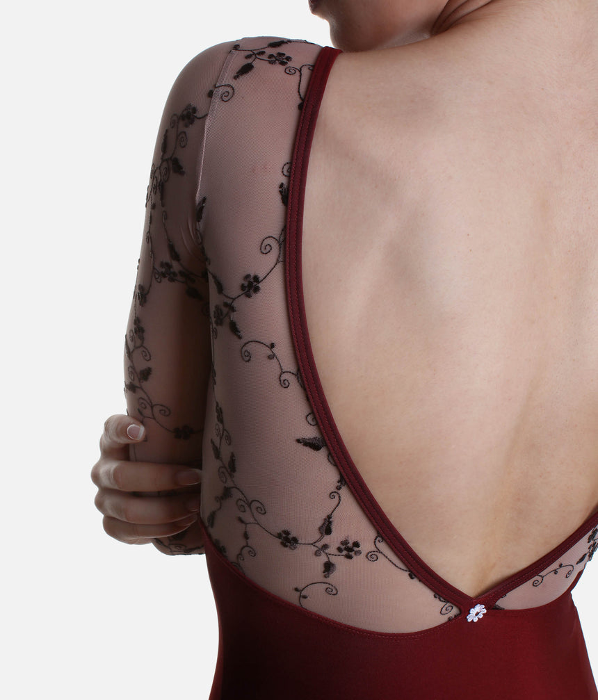 Diana DI Bordeaux • Ballet Leotard, Luxury Embroidered Detail