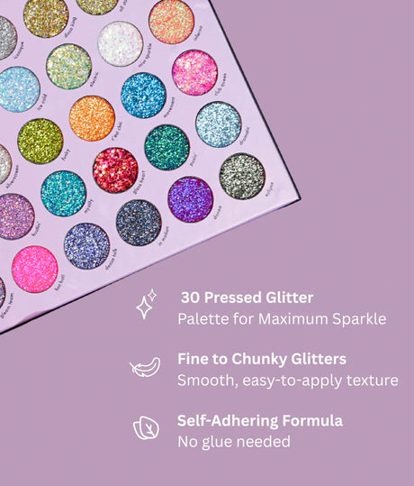 GLITTER PALETTE 30 Sparkly Shades for Face, Eyes & Body - ELECTRIC DISCO