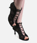 Lace Up Social Dance Shoes with Open Toe, Back Zipper, 50mm Heel - PD819