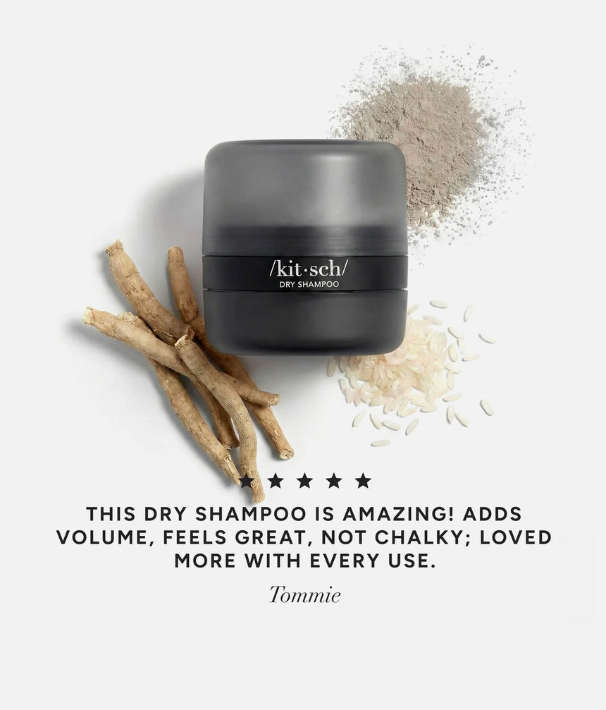 Dark Volumizing Rice Protein Dry Shampoo with Puff • Dark Tinted Powder