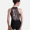 Front Zip Leotard, Mesh Back with Abstract Embroidery - DUVAL