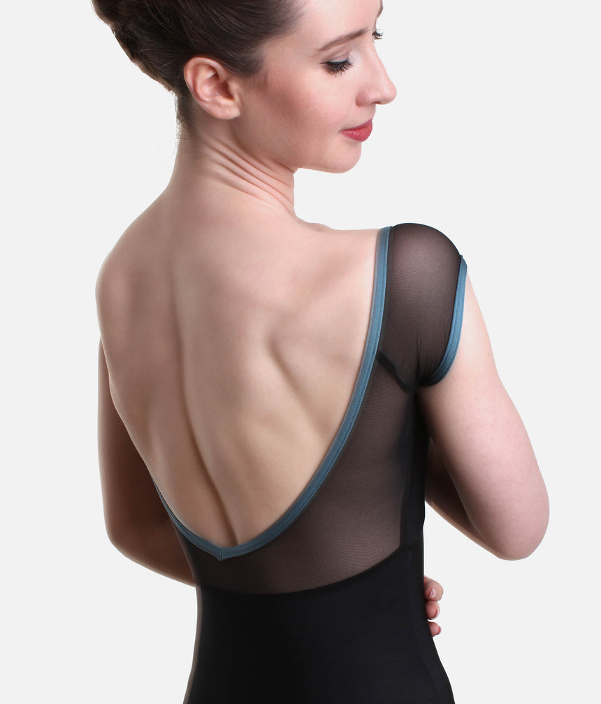 Mesh Cap Sleeve Leotard, Elegant Dancewear for Ballet & Rehearsal - ELLI