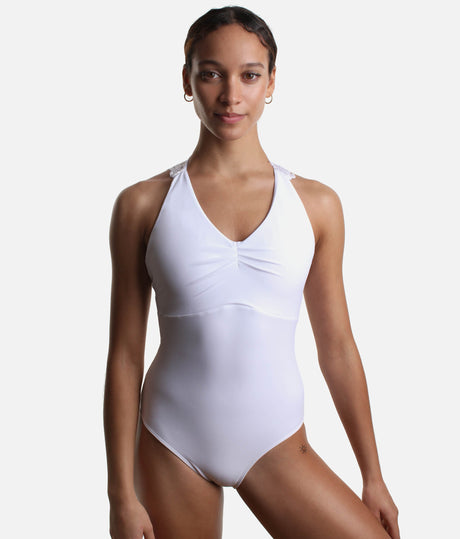 Timeless V-Neckline Leotard with Romantic Lace Back - ESTHER