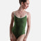 Open Back Dance Leotard, Velvet Trim & Mesh Panels - FIONA