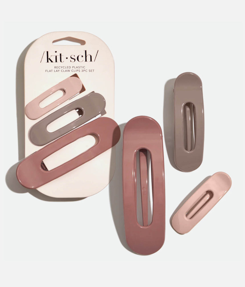Flat Lay Claw Clip Set • 3pc Comfortable Hair Clips for Everyday Styling