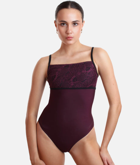 Camisole Dance Leotard, Lace Overlay - GAIA