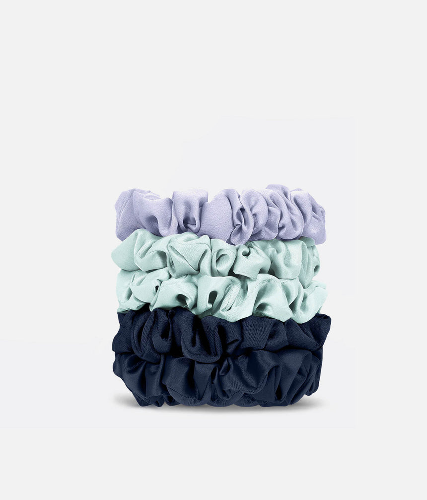 Petite SATIN SCRUNCHIES, 5pc Gentle, Stylish & Crease-Free Ties