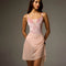 Bodile Gisella rehearsal skirt in soft pink, showing its gathered hip detail and flowing mesh hem.