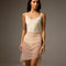 Bodile Gisella mesh ballet skirt in blush beige, shown over a leotard with gathered detailing at the hip.