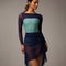 Bodile Gisella mesh rehearsal skirt in deep navy, with side ruching and a longer back hem.