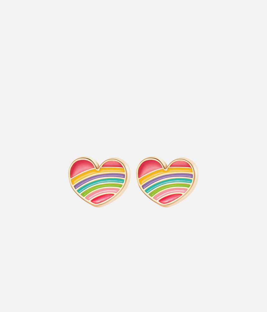 Girls Rainbow Heart Clip-on Earrings - Cutie