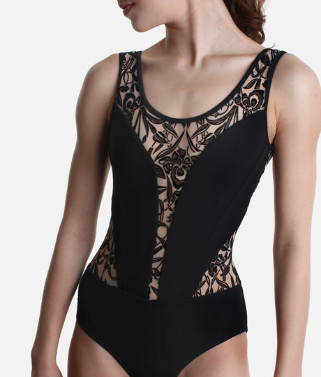 Couture Tank Style Leotard, High-Performance Microfiber & Stretch Mesh - TEMPEST