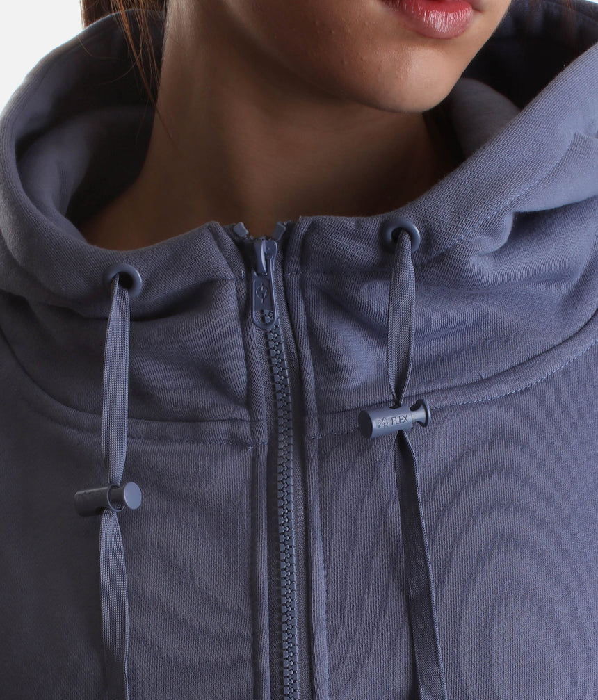 Cloud-Soft Half Zip Hoodie with Bungee Hem & Extra-Large Hood - Wild Wind