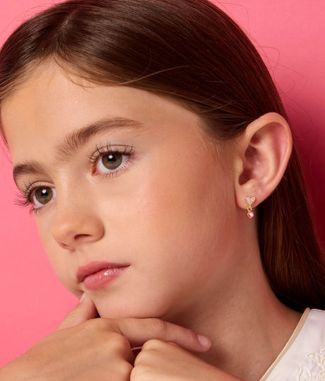 Little Luxe Drop Earrings, Sweat Heart with Pink Cubic Zirconia
