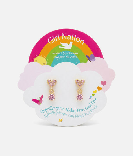 Little Luxe Drop Earrings, Sweat Heart with Pink Cubic Zirconia