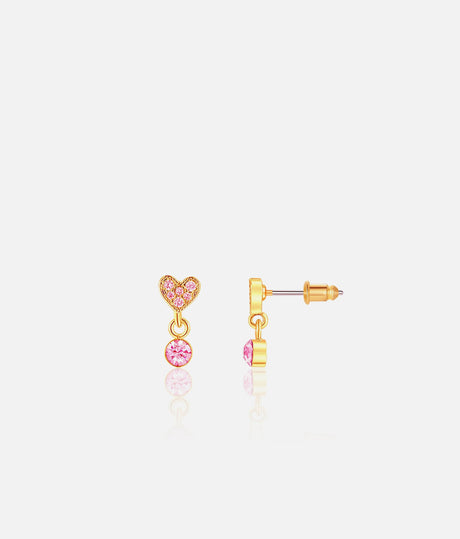 Little Luxe Drop Earrings, Sweat Heart with Pink Cubic Zirconia