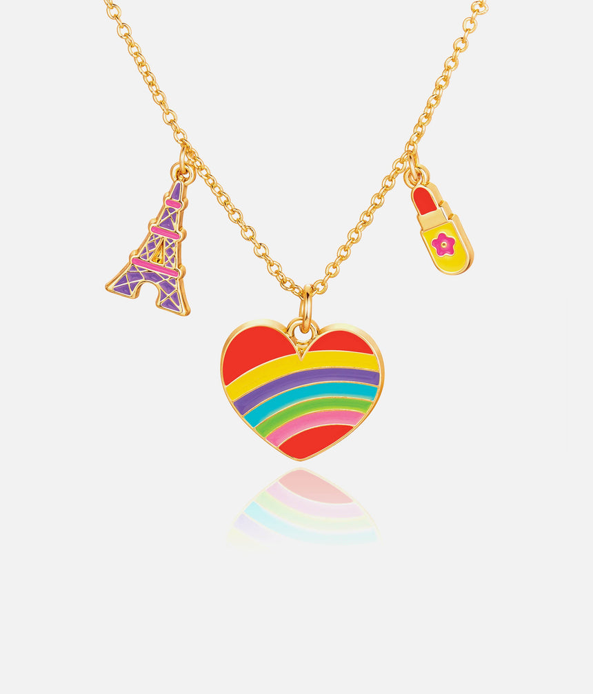 Girls Charming Necklace, Paris Heart - Trio