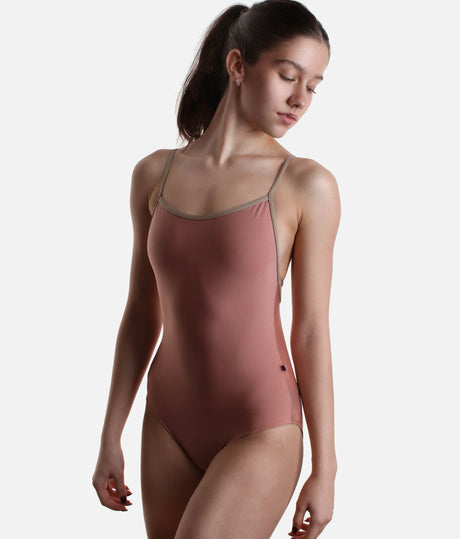 Camisole Dance Leotard,  Elegant Back Strap Design - HEATHER