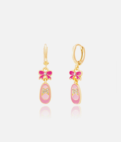 Dangle Earrings, Ballet Shoes Bliss - Huggie Hoop