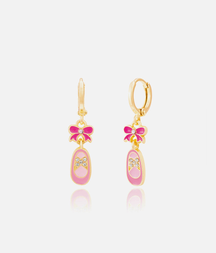 Dangle Earrings, Ballet Shoes Bliss - Huggie Hoop