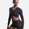ICHIKA Bamboo Ballet Top – Adjustable Ruched Long Sleeve Warm-Up