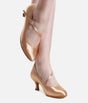 Round Toe Single Strap Satin Ballroom Dance Shoes, Slim Flare Heel - ICS RT 2